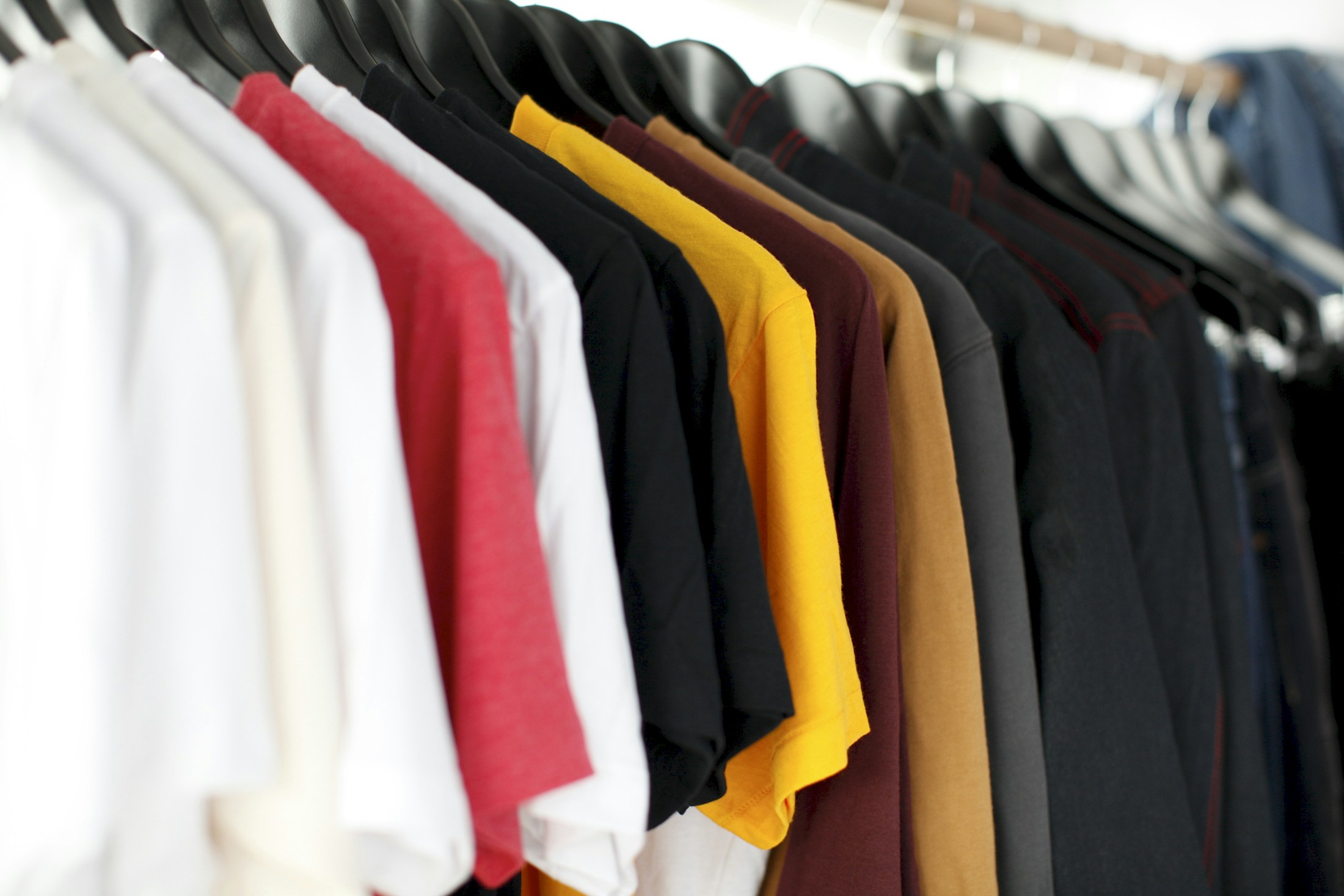 Apparel collection arranged on garment hangers